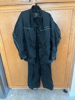 Harley Davidson rain suit Large black two piece reflective jacket pants vintage