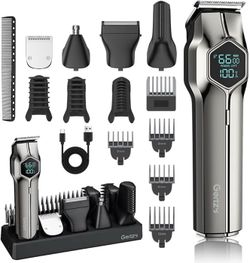 5-in-1 Electric Beard Trimmer Magnetic Replacement Heads, Professional Cordless Hair Clippers for Men Rechargeable, IPX7 Waterproof Grooming Kit for M