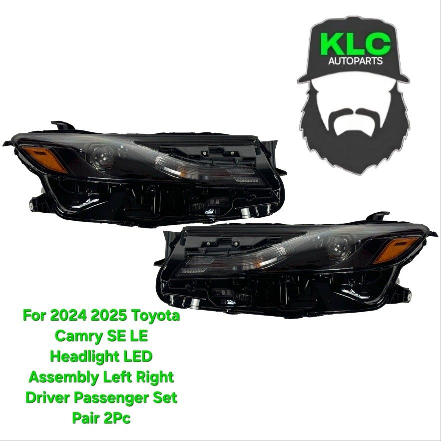 For 2024 2025 Toyota Camry SE LE Headlight LED Assembly Left Right Driver Passenger Set Pair 2Pc