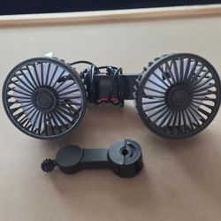 Dual Head Car Fan F4207 – USB Powered 360° Adjustable Clip Fan