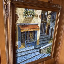 Oil Painting Of Italy, Coffeeshop 