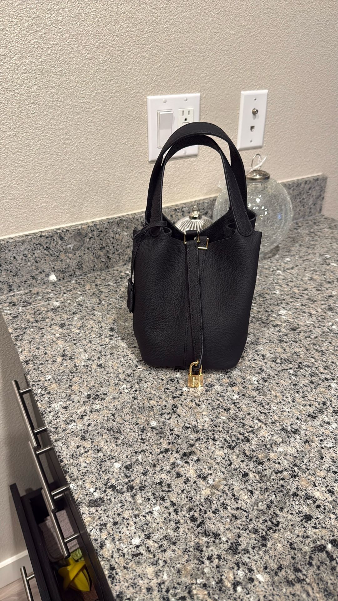 Real Leather Purse Bucket Bag 