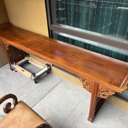 Antique 19th Century Chinese Carved Elmwood Alter Table