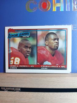 1991 Topps League Leaders Sacks Thomas & Haley