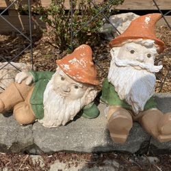 Pair of Vintage Universal Statuary Whimsical Garden Gnomes ***READ BELOW