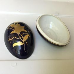 Vintage JLMENAU cobalt egg trinket box