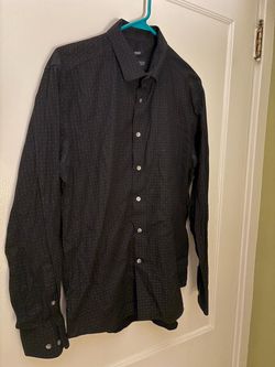 Men's Dark Slim Fit Button-Down Dress Shirt