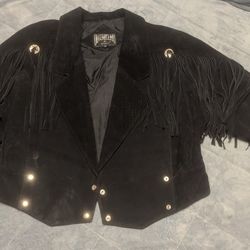 Outerbound By HMS Vintage 1990 Women's Leather Biker Jacket With Frills. Size Medium. Excellent Condition!