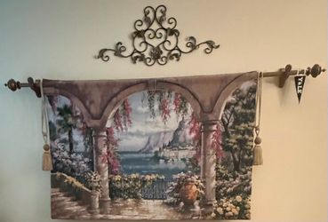 Large Tuscan Mediterranean Wall Tapestry with Tassels – Elegant Home Décor