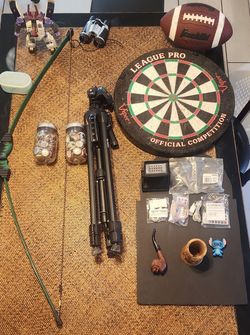 " huge variety of item lot- dartboard, tripod , sport  gear , and more !"