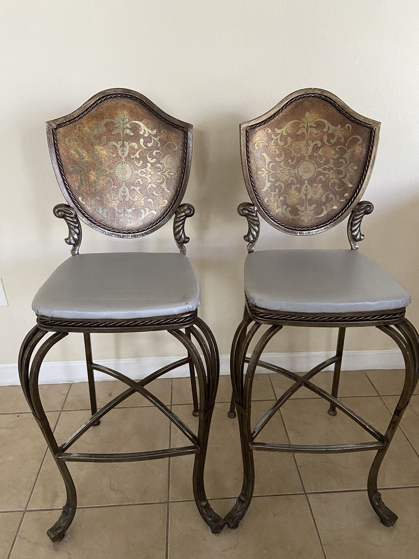 Antique Rustic Metal Chairs Set of 2