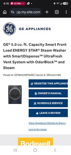 GE 5.0 cu. ft. Smart Front Load Steam Washer