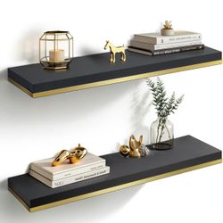 Floating Wall Shelves, 23.6-Inch Black 