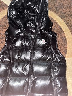 Moncler Black Glossy Puffer Vest with Hood