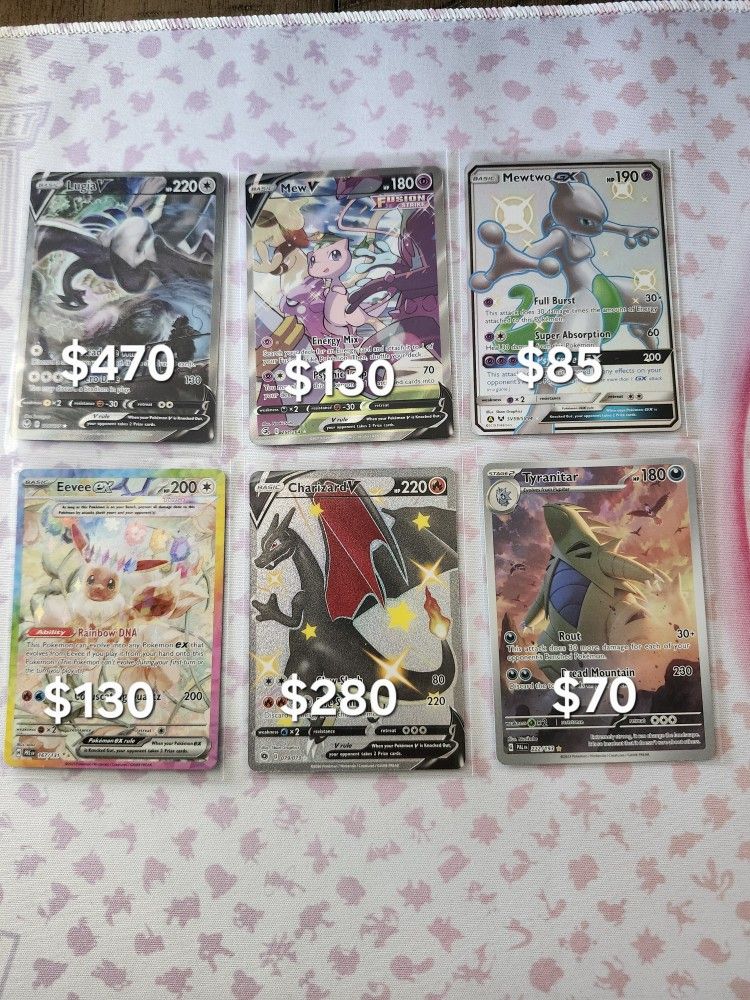 POKEMON SINGLES MEWTWO CHARIZARD MEW V EEVEE TYRANITAR