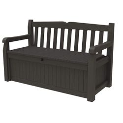 70 Gallon Storage Bench Deck Box for Patio Furniture, Front Porch Decor and Outdoor Seating – Perfect to Store Garden Tools, Brown/Brown $80