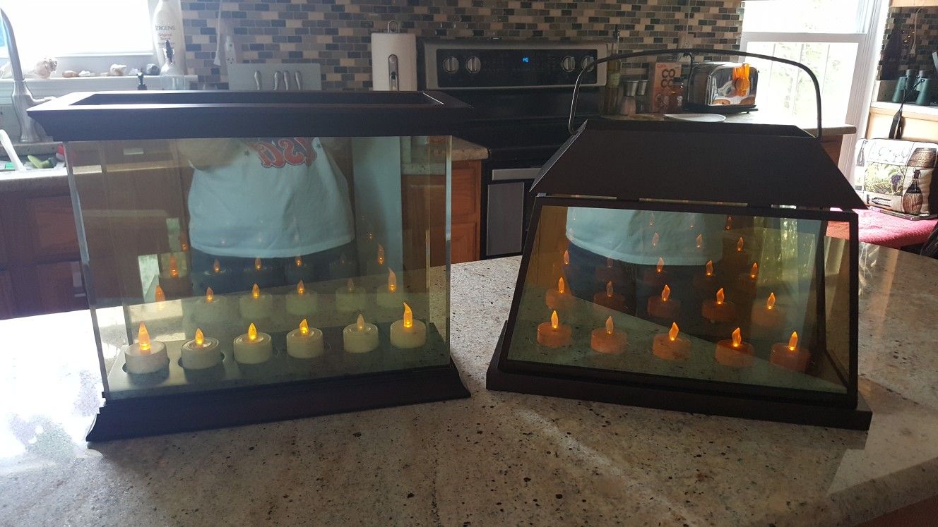 PartyLite candle holders, excellent condition. Candles reflect in mirrored back.