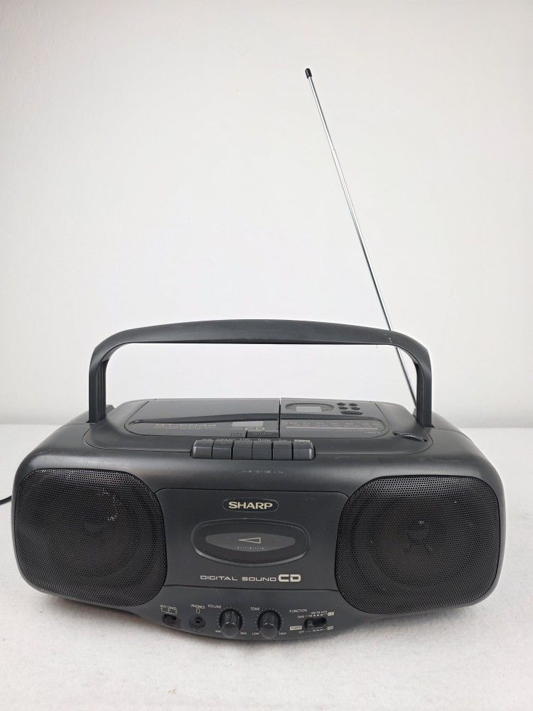Sharp Boombox QT-CD44 Stereo AM/FM Radio CD Cassette Player Recorder