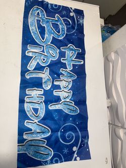 Happy Birthday Party Banner Blue