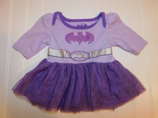DC Comics Baby Girls NEWBORN Purple Sparkle Tulle Bat Girl Dress - Halloween