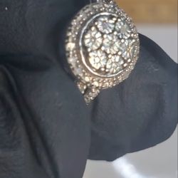 925 Sterling Silver Round Diamond Natural, Size 7

