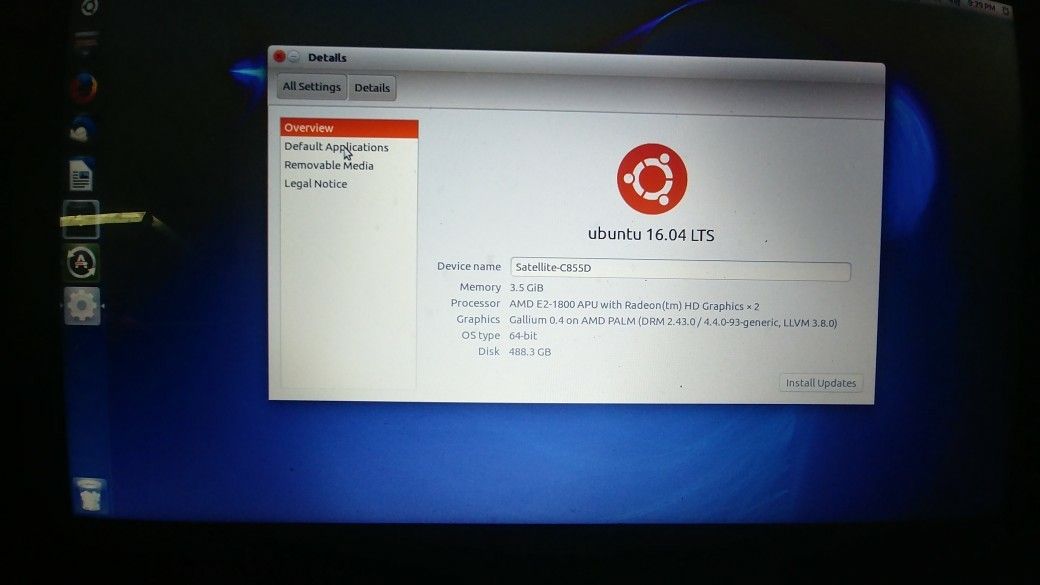 Toshiba Linux laptop