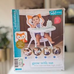 Infantino Grow with Me 4 in 1 Convertible Highchair, Fox-Theme Booster Toddlers