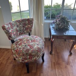 Upholstered Chair and Side Table