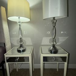 Two Side Tables With Lamps 