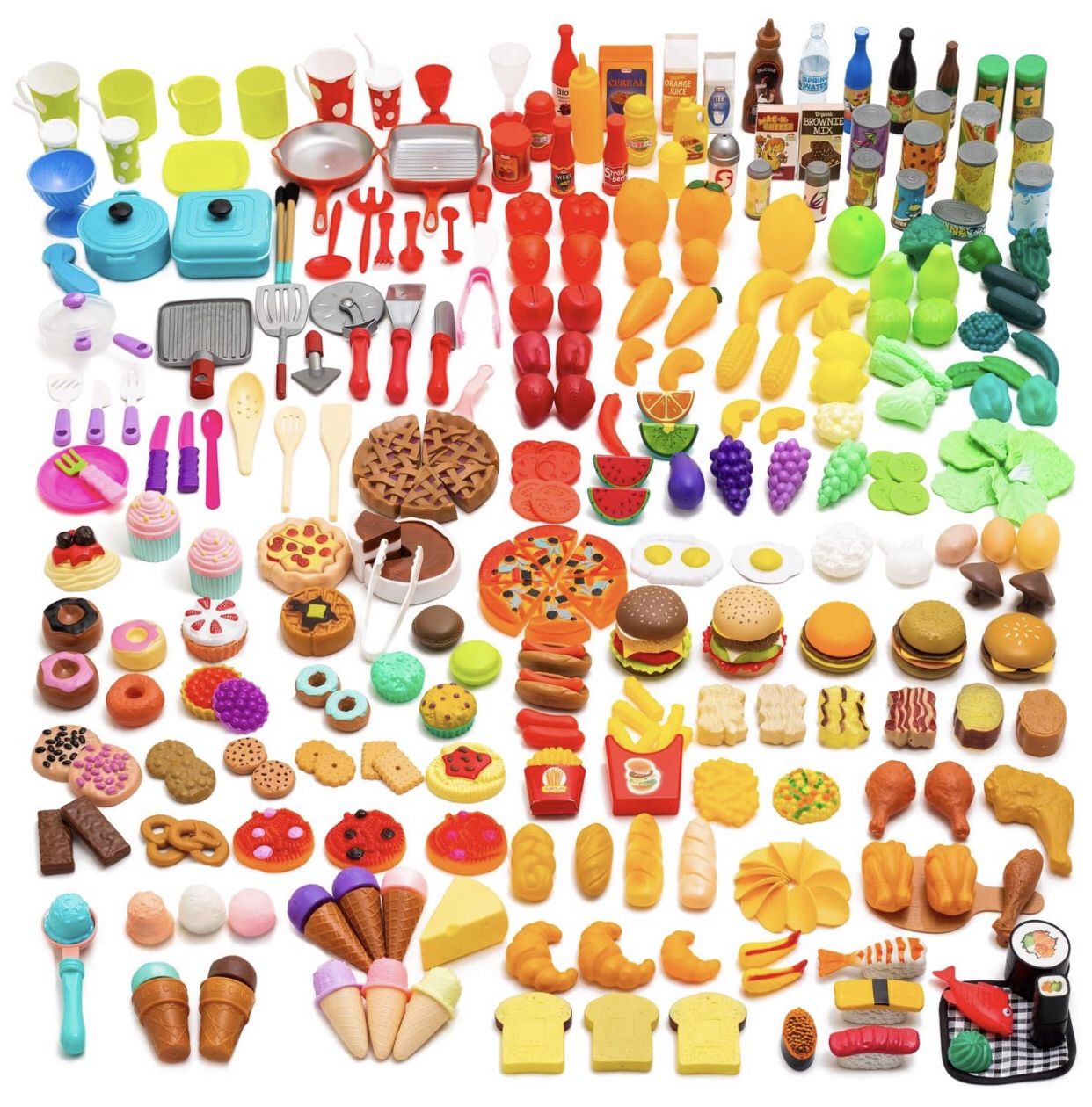 Catchstar Play Food Variety Toy Food Set Realistic Play Pretend Food Toy Colorful Plastic Food Durable Fake Toy Food Playset For Kids Girl Boy Toddler