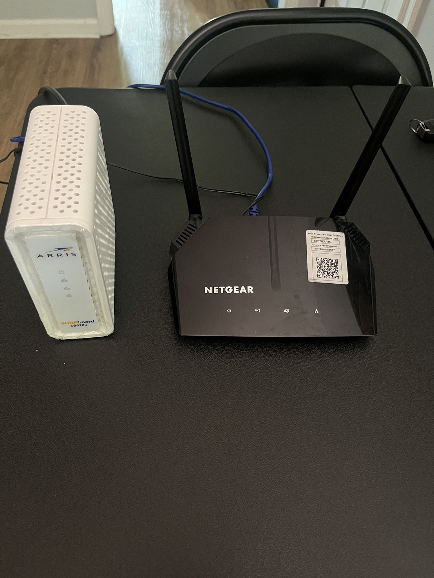 Netgear Router & Arris Modem (with Cabling)