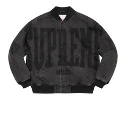 Supreme Washed Knockout Denim Varsity Jacket Black Small