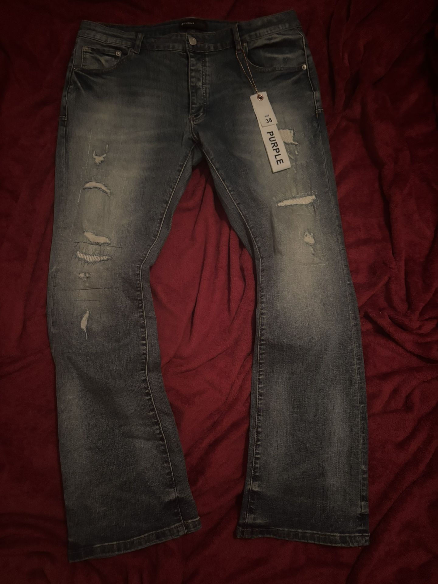 Blue flared purple jeans