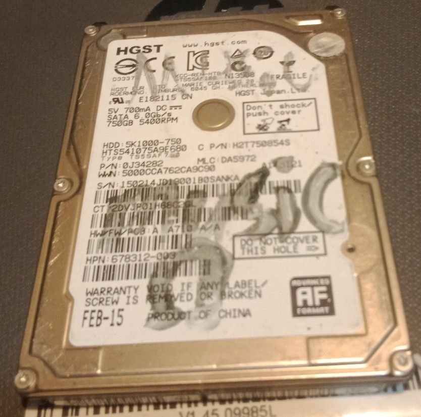 750 GB HDD SATA PORTABLE DRIVE