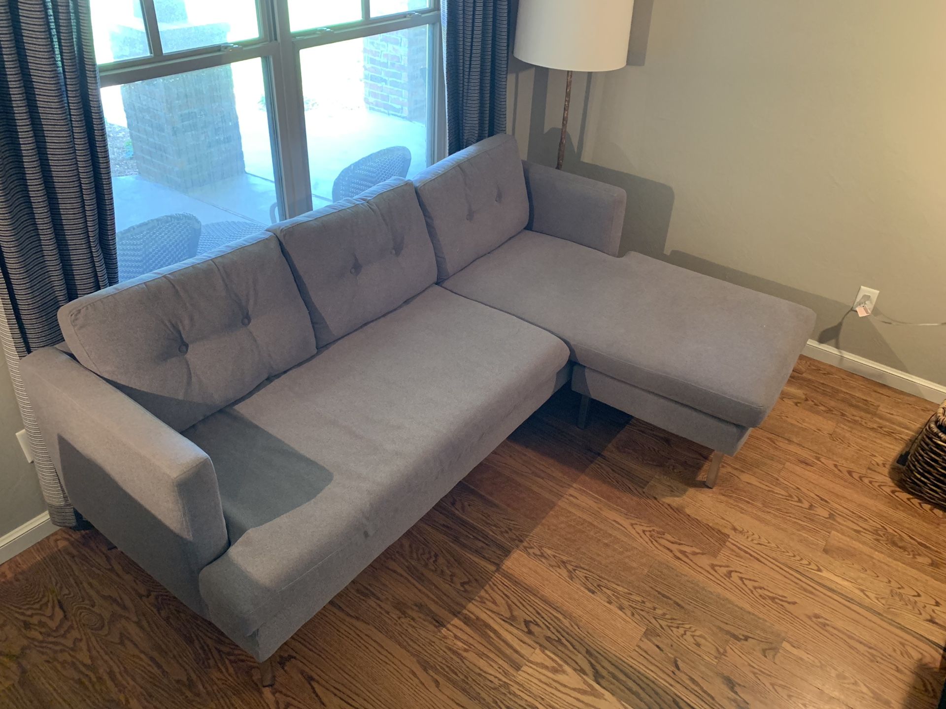 West Elm Jackson Sectional, Marled Microfiber, Heather Gray