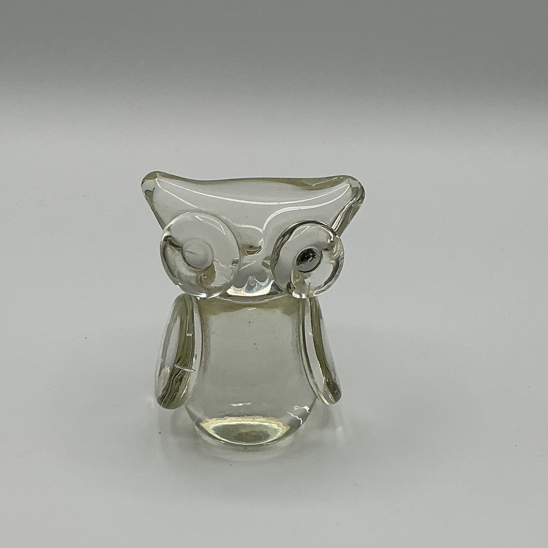 Heavy Lead Crystal Owl, Vintage, Google Eyes, Paperweight, Mid Century Modern
