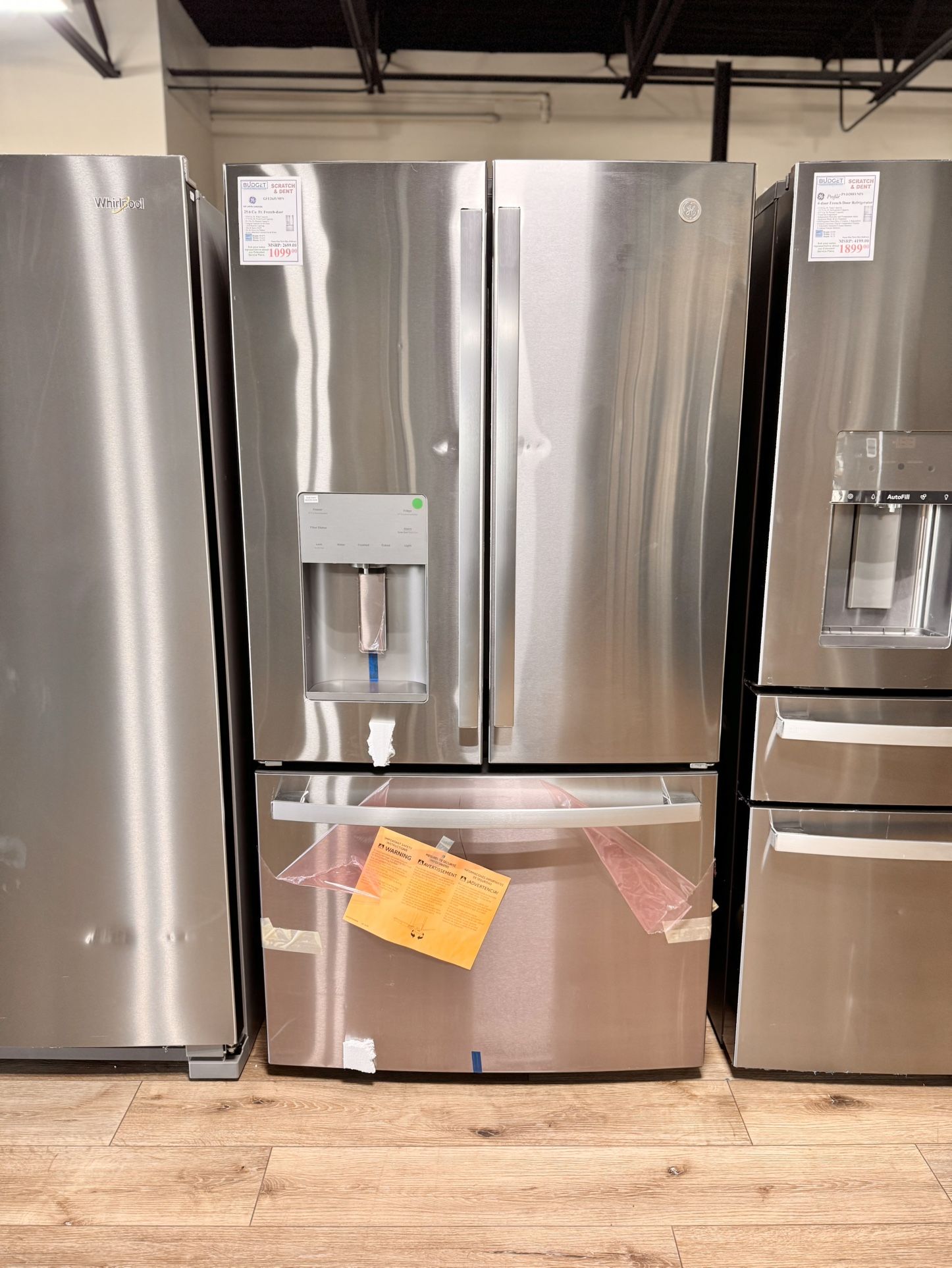 New GE 25.6 Cu Ft French Door Refrigerator GFE26JYMFS