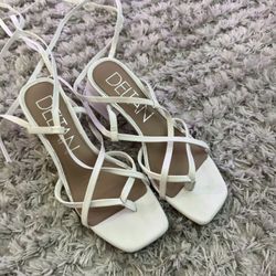 Short, Boxy, White heels