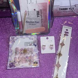 Bundle sale nails earrings an bracelet