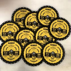 10 Pack Dewalt 7 1/4 Circular Saw Blades 24 T Framing DWA171424 NEW