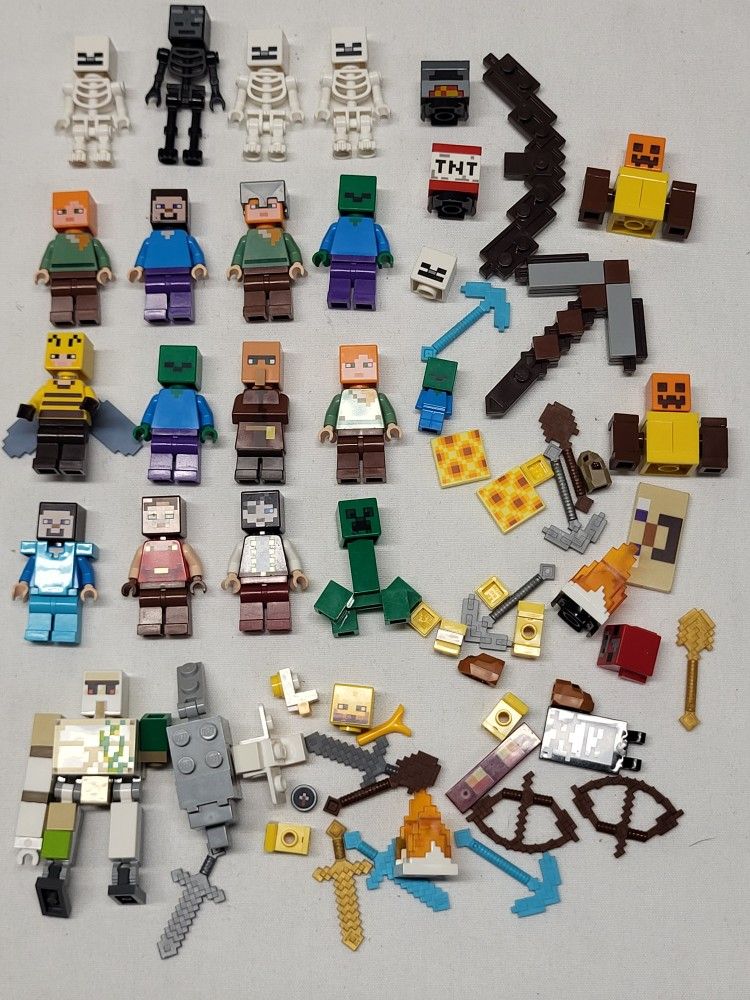 Lot Of Lego Minecraft Minifigures Parts And Pieces Accesories