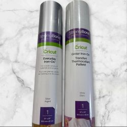 2 Rolls Cricut Iron On Vinyl - White Glitter & Silver - New