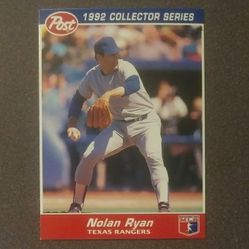 1992 Post Cereal Nolan Ryan Texas Rangers #27 Collector Series Baseball Card Vintage Collectible Sports MLB