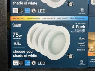 Feit 75W LED Recessed Flood Downlight Multi-Shade Dimmable 5"-6" (4 Packs)