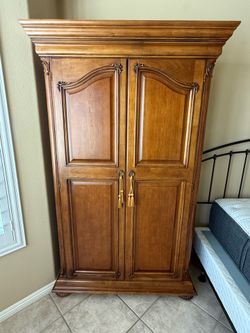 Solid Wood TV Armoire / Entertainment Cabinet with 6 Drawers