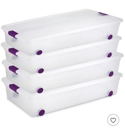 Sterilite 60 Qt Wheeled Latch Storage Bins 4-Pack