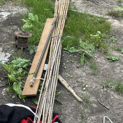 FISHING POLES CANE WOOD 12 Foot Long 
