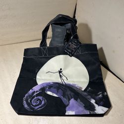 Disney Tim Burton’s Nightmare Before Christmas Jack Moon Silhouette Twill Tote Bag New With Tags