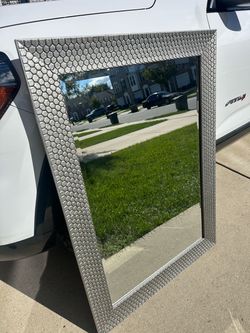 30x43 silver honeycomb framed mirror