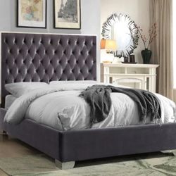 Lexi Velvet Grey King Bed


